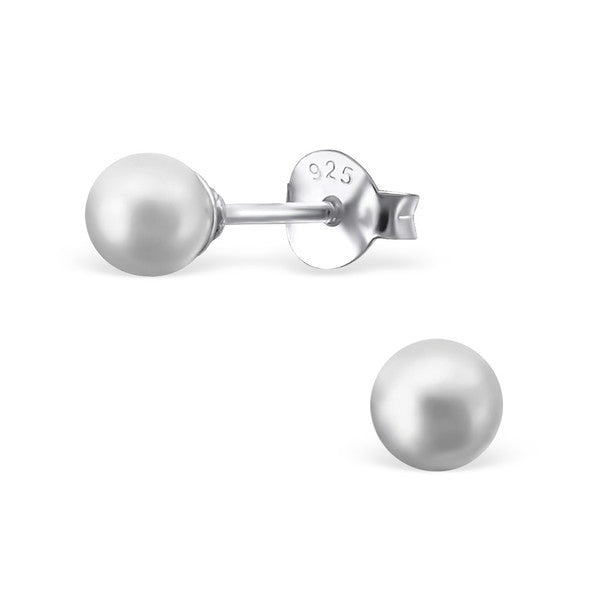 4mm White Glass Pearl Studs