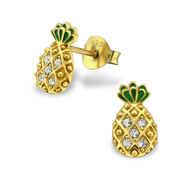 Gold Crystal Pineapple Studs