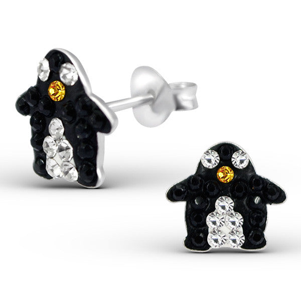 Black Crystal Penguin Studs