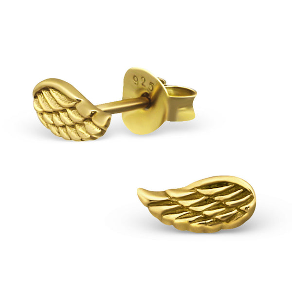 Tiny Gold Angel Wing Studs