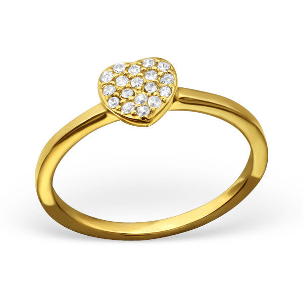 Gold Plated Crystal Heart Ring
