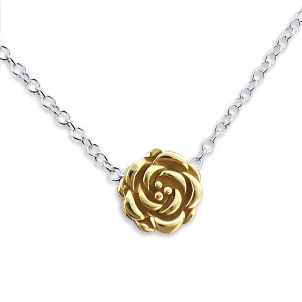 Tiny Gold Rose Necklace