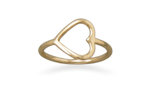 14kt Gold Plated Sideways Open Heart Ring