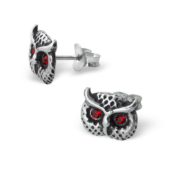 Red Crystal Eyed Owl Face Studs