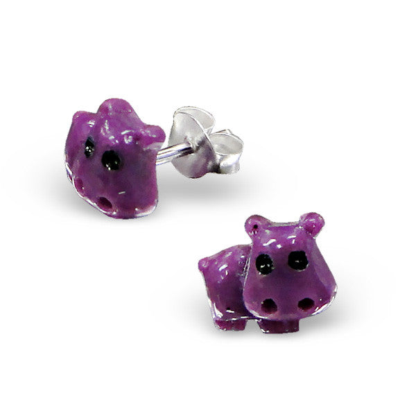 Tiny Purple Hippo Studs