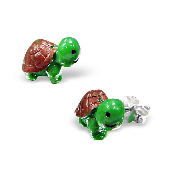 Tiny Green Resin Turtle Studs