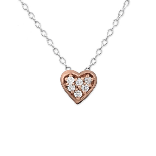 Rose Gold CZ Heart Necklace
