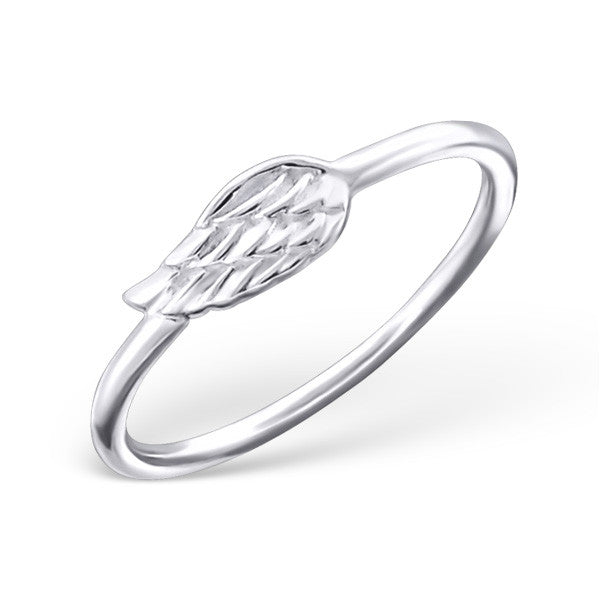 Tiny Silver Angel Wing Ring
