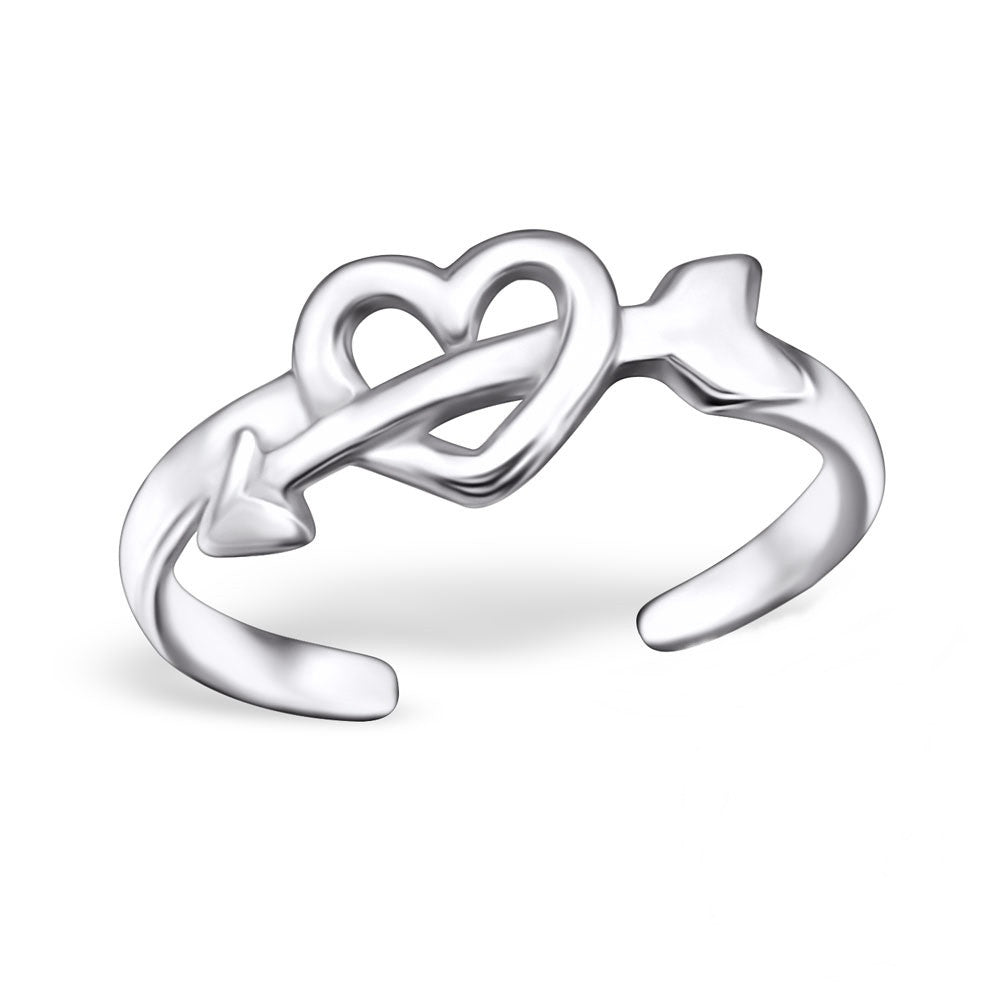 Silver Heart and Arrow Toe Ring