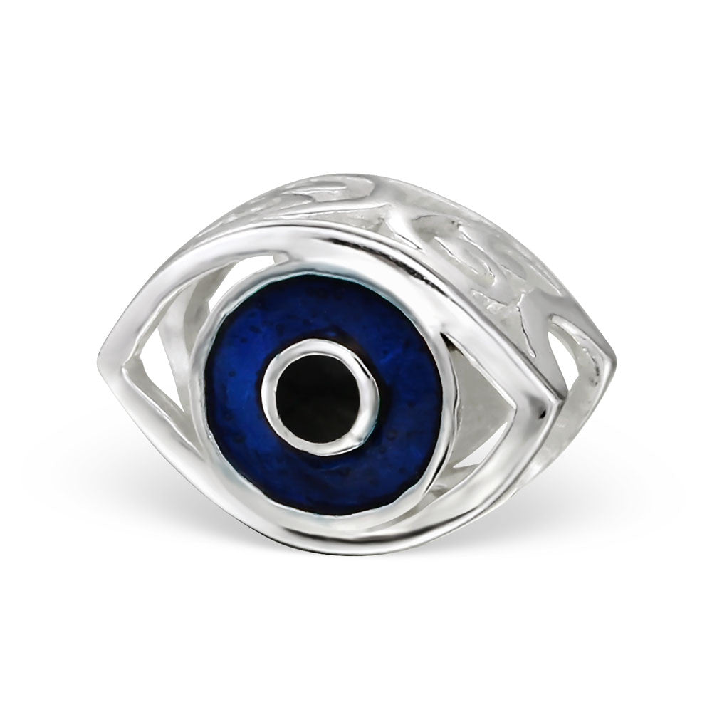 Silver Blue Evil Eye Large Hole Bead