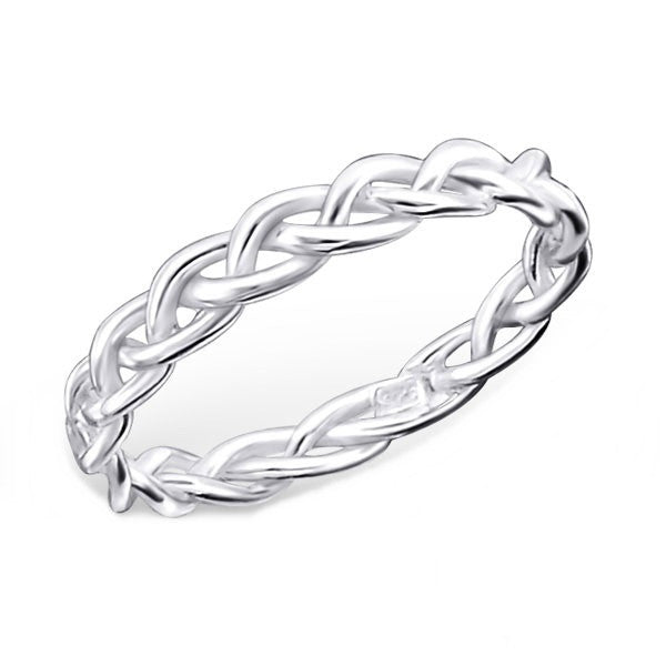 Silver Braided Midi Ring