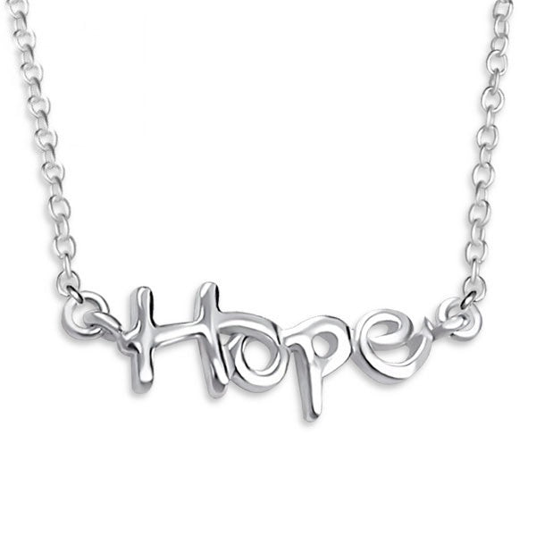 Silver Cursive Hope Necklace