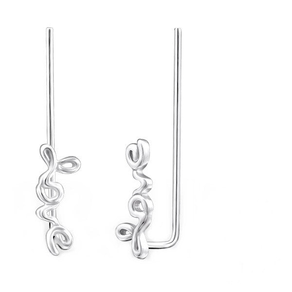 Sterling Silver Cursive Love Ear Pins