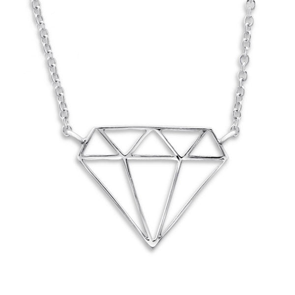 Silver Diamond Outline Necklace