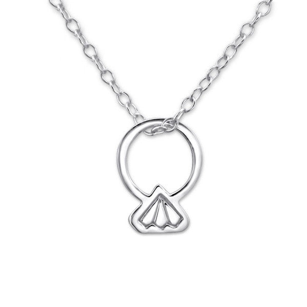 Silver Diamond Ring Necklace