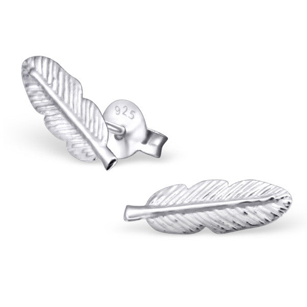 Tiny Silver Feather Studs
