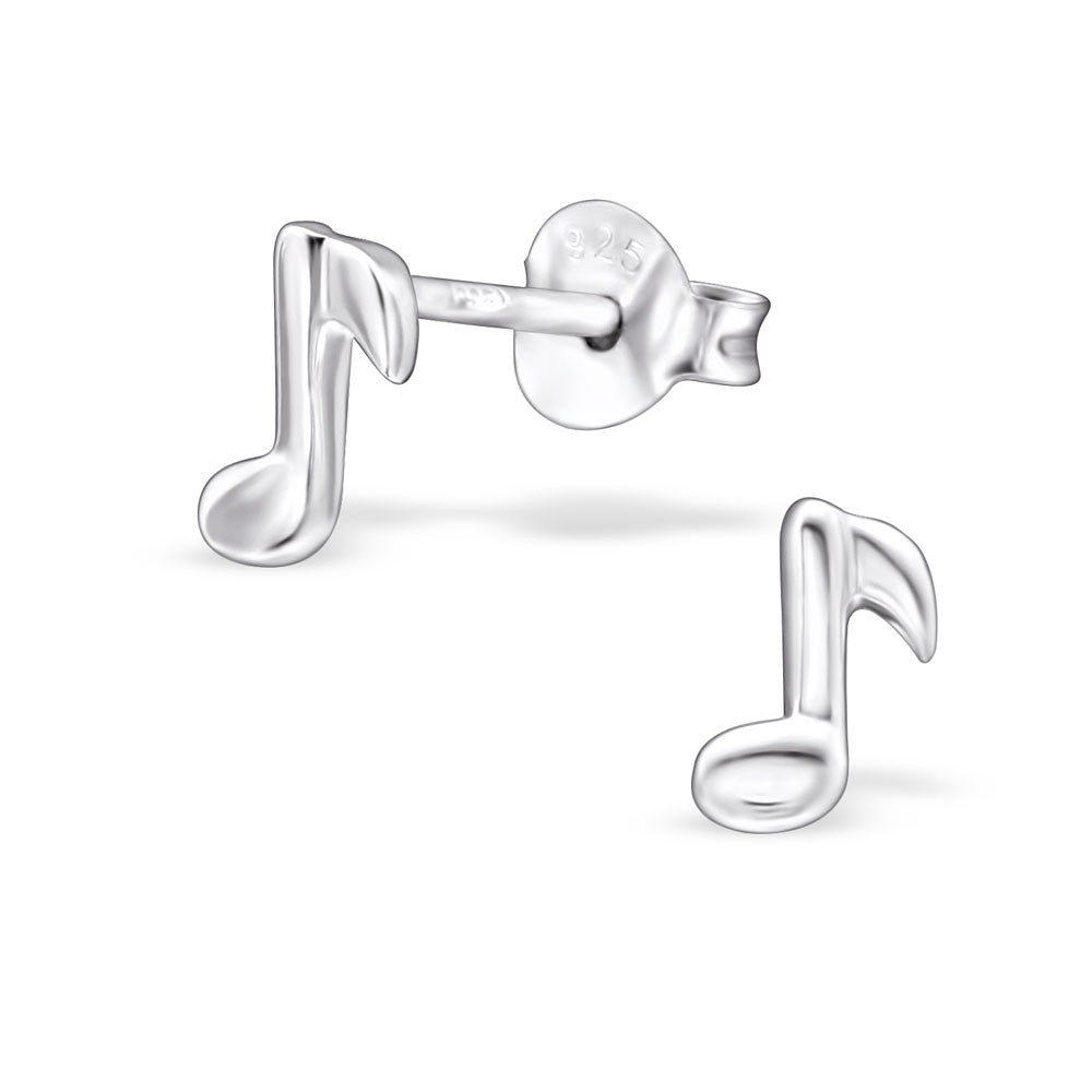 Tiny Silver Music Note Studs