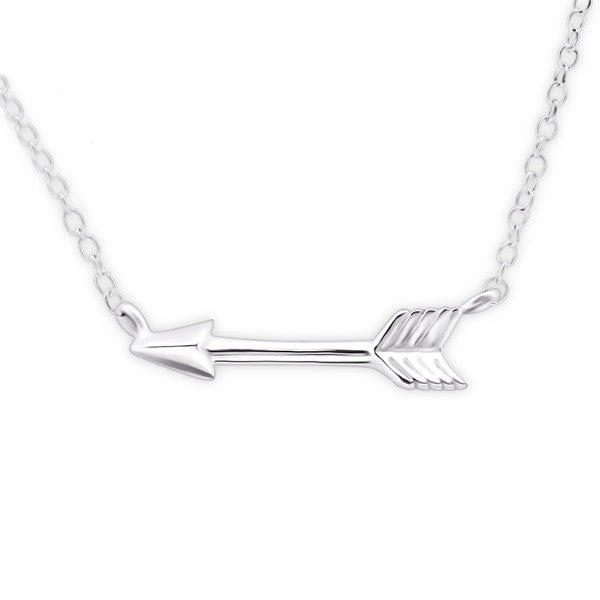 Silver Sideways Arrow Necklace