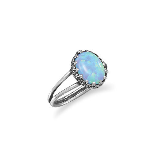 Oxidized Synthetic Blue Opal Ring