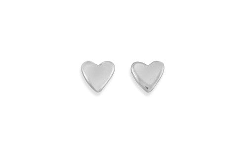 Tiny Silver Heart Studs