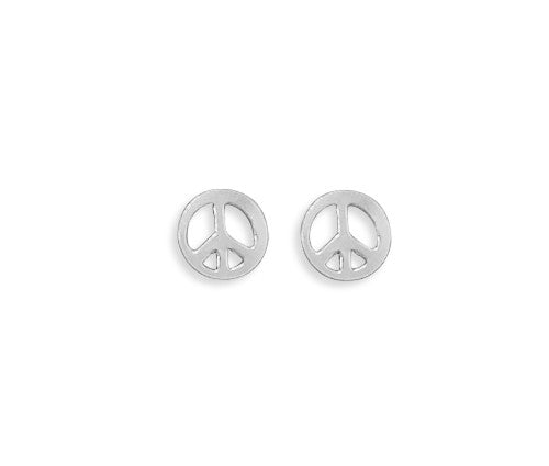 Silver Peace Sign Studs