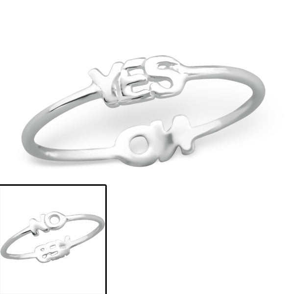 Silver Yes / No Reversible Ring