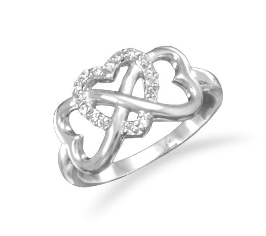 Crystal Infinity Hearts Ring