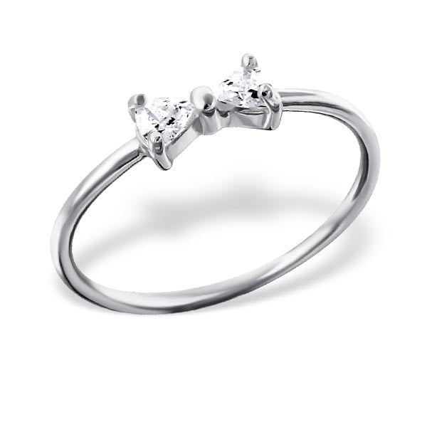 Silver Crystal Bow Ring