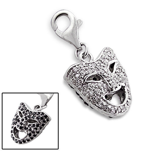 Silver Reversible Crystal Comedy Mask Charm