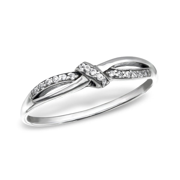 Silver CZ Love Knot Ring
