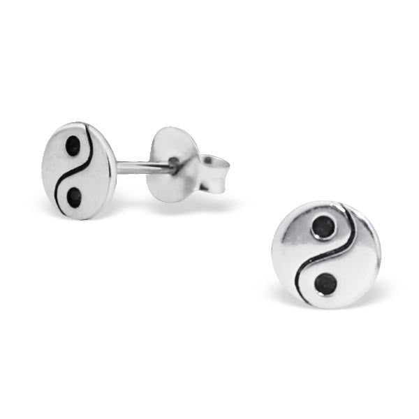 Tiny Silver Yin and Yang Studs